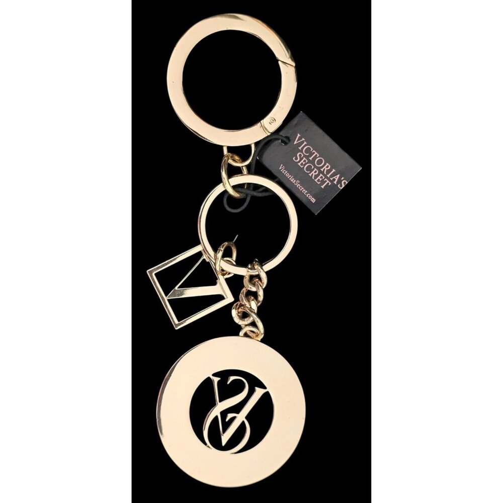 Victoria's Secret Signature Bag Backpack Charm Keychain Gold VS Logo Monogram - Picture 3 of 3